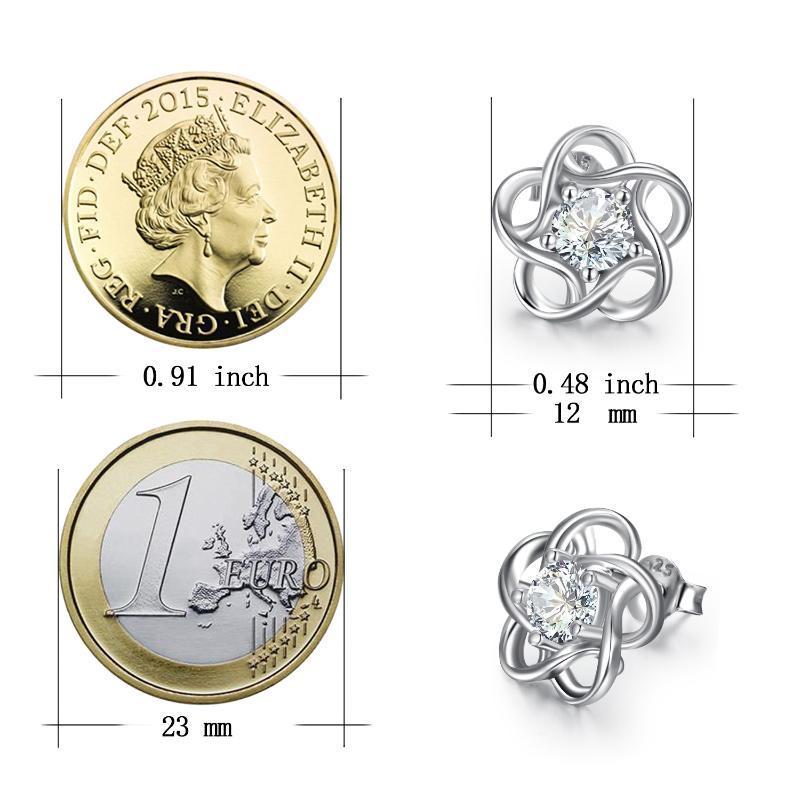 Sterling Silver Women's Flower Stud Earrings Jewelry